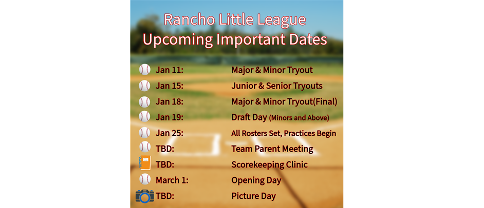 Important Dates for the 2025 Spring Season!