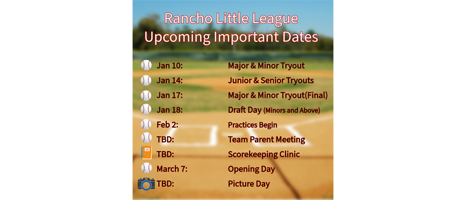 Upcoming Important Dates Spring 2026 Season